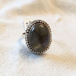 Labradorite Sterling Silver Cabochon‎ Ring Sz 10